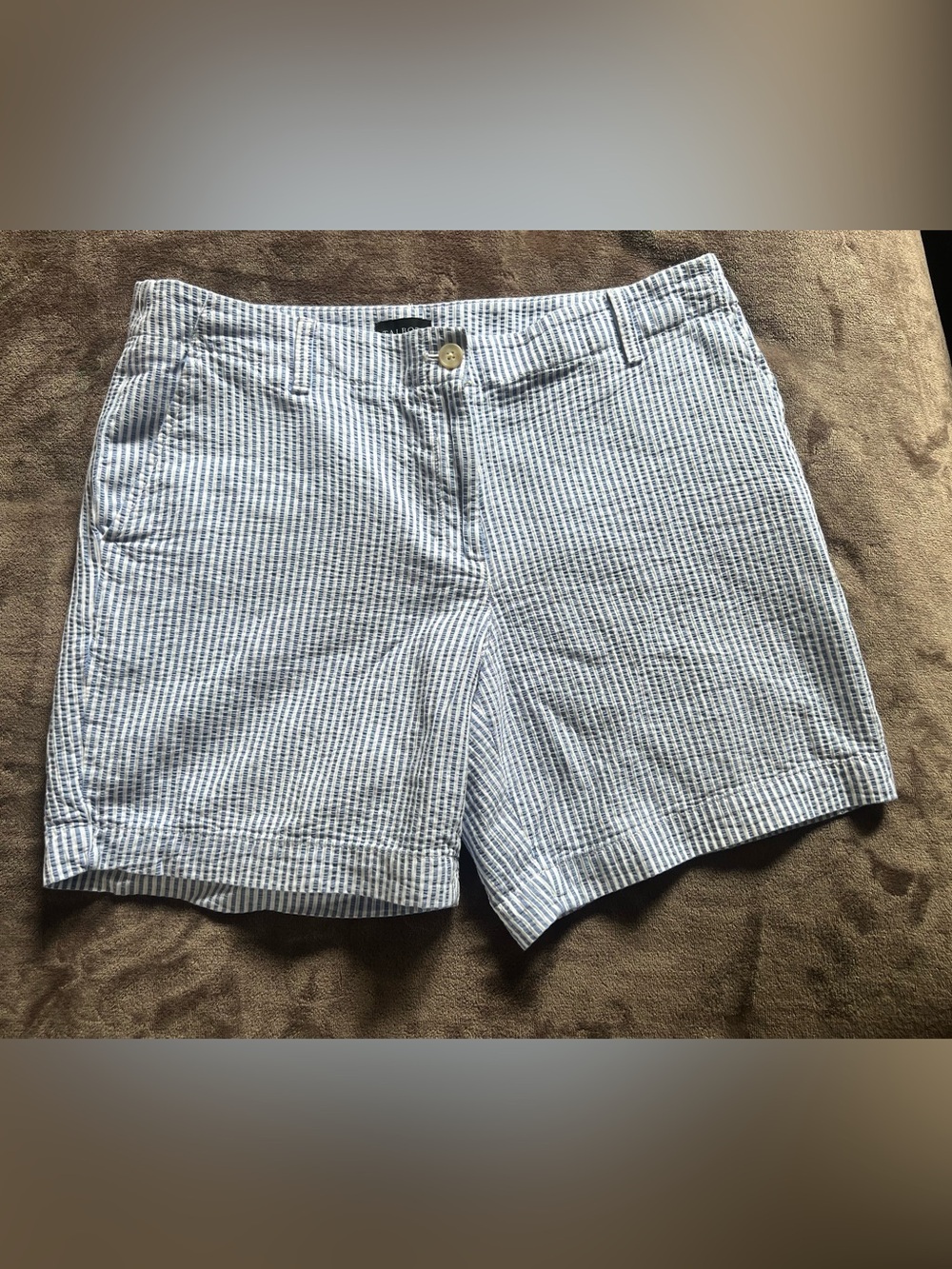 Talbots Blue & White Striped Seersucker Relaxed Chino Short